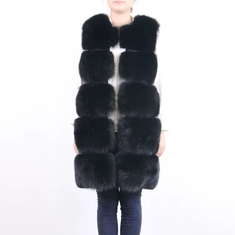 High quality fox fur long vest for women - WGLUVF