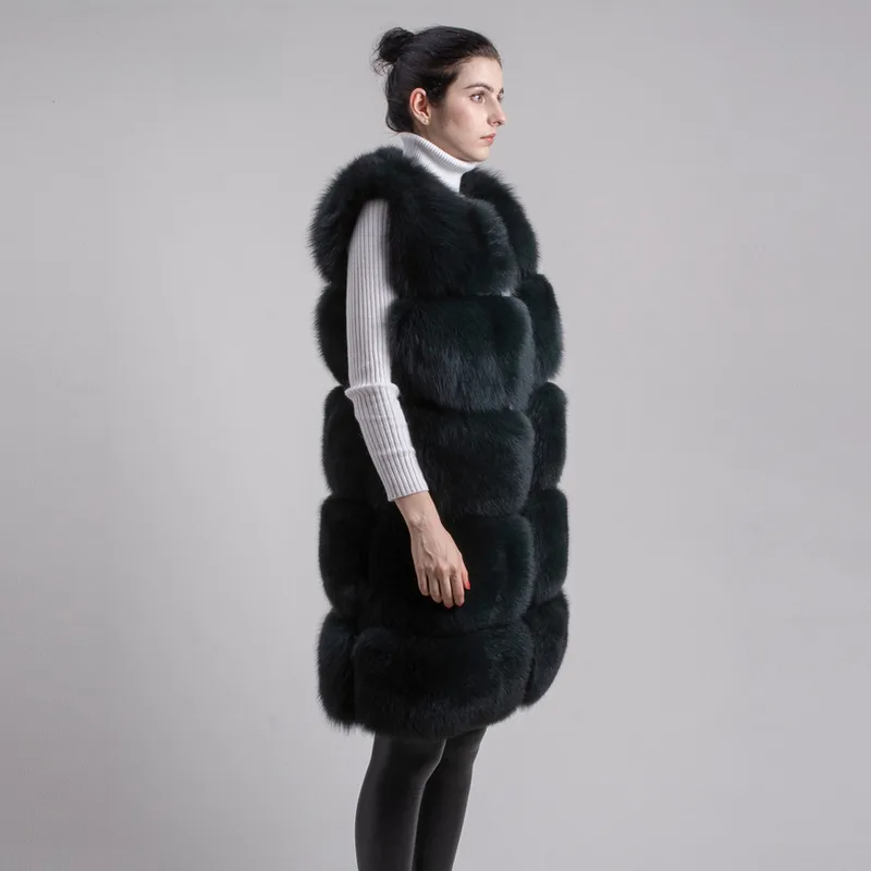 High quality fox fur long vest for women - WGLUVF