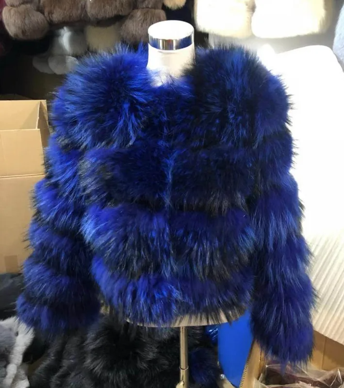 Short Raccoon Fur Women's Warm Jacket - WGLUVF