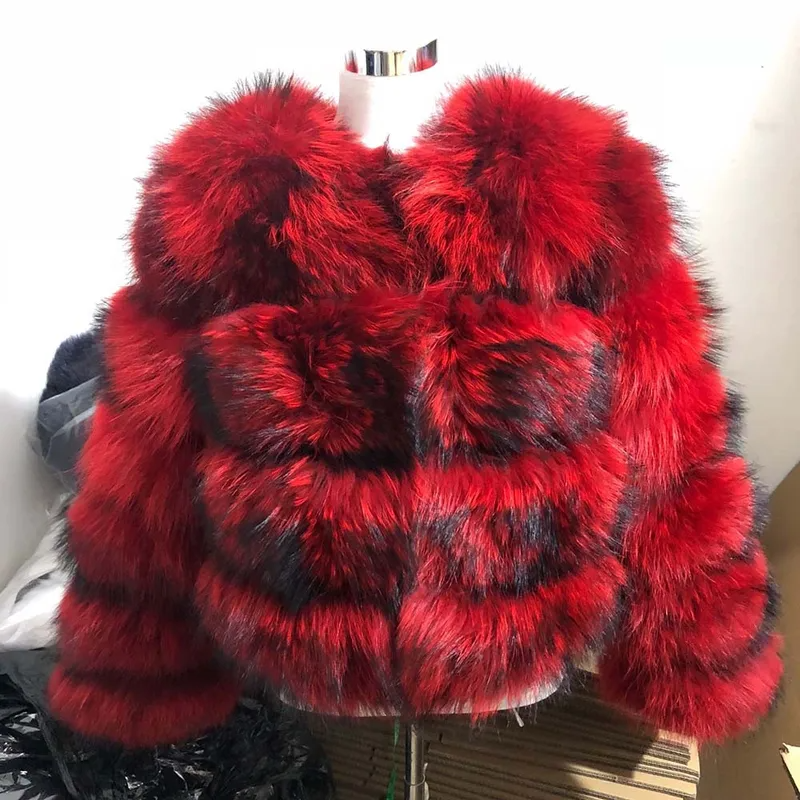 Short Raccoon Fur Women's Warm Jacket - WGLUVF