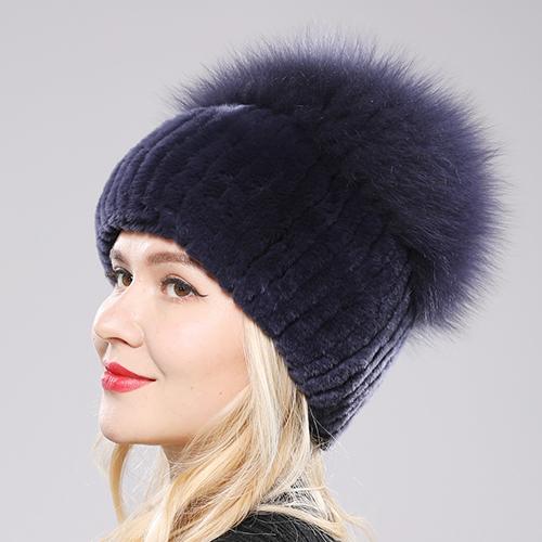 Rex rabbit fur knitted hat - WGLUVF