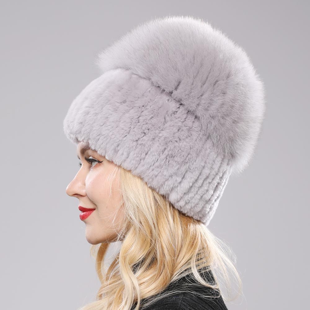 Rex rabbit fur knitted hat - WGLUVF