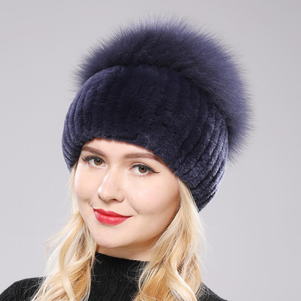 Rex rabbit fur knitted hat - WGLUVF