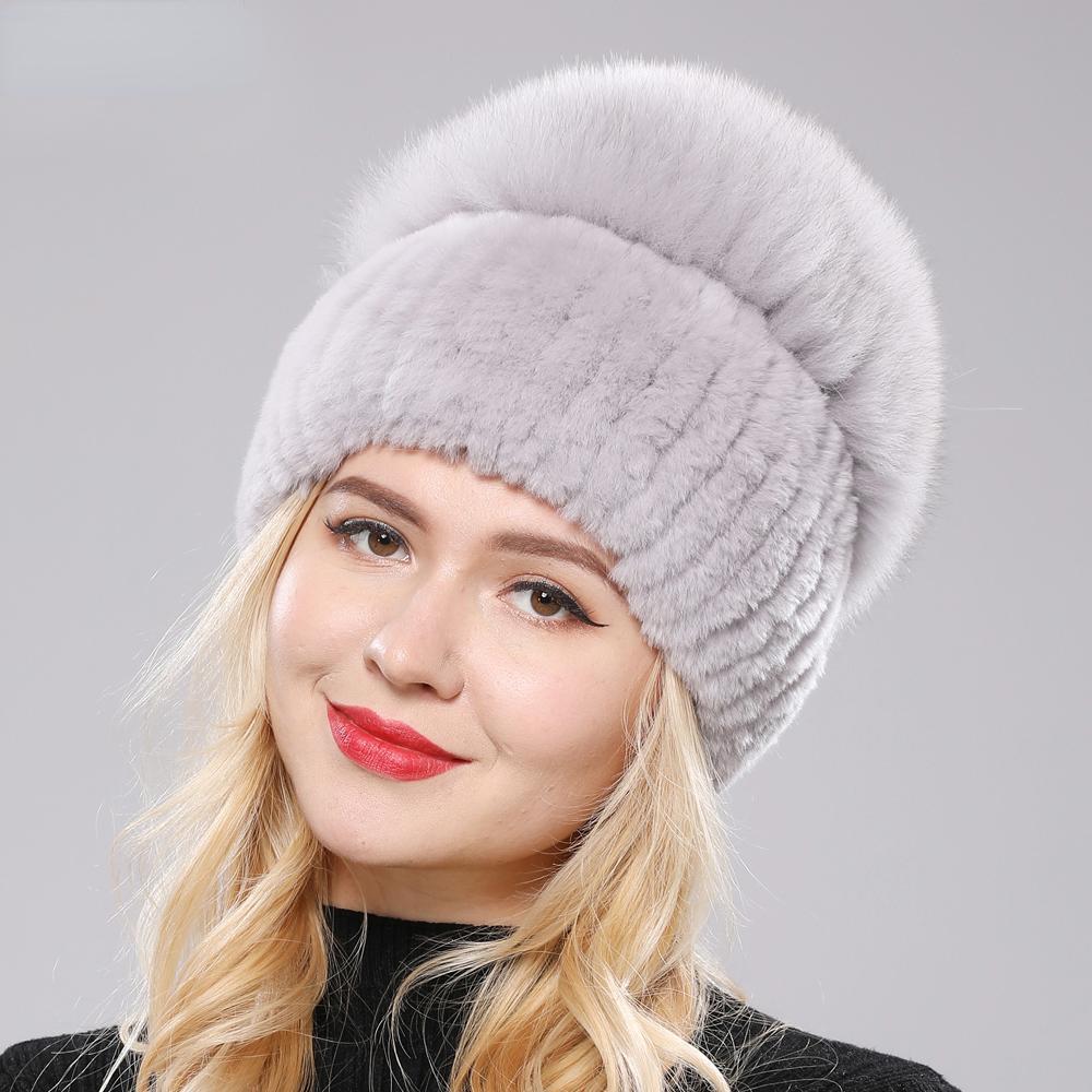 Rex rabbit fur knitted hat - WGLUVF
