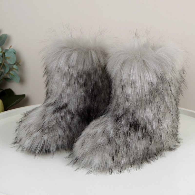 Furry long tube snow boots - WGLUVF