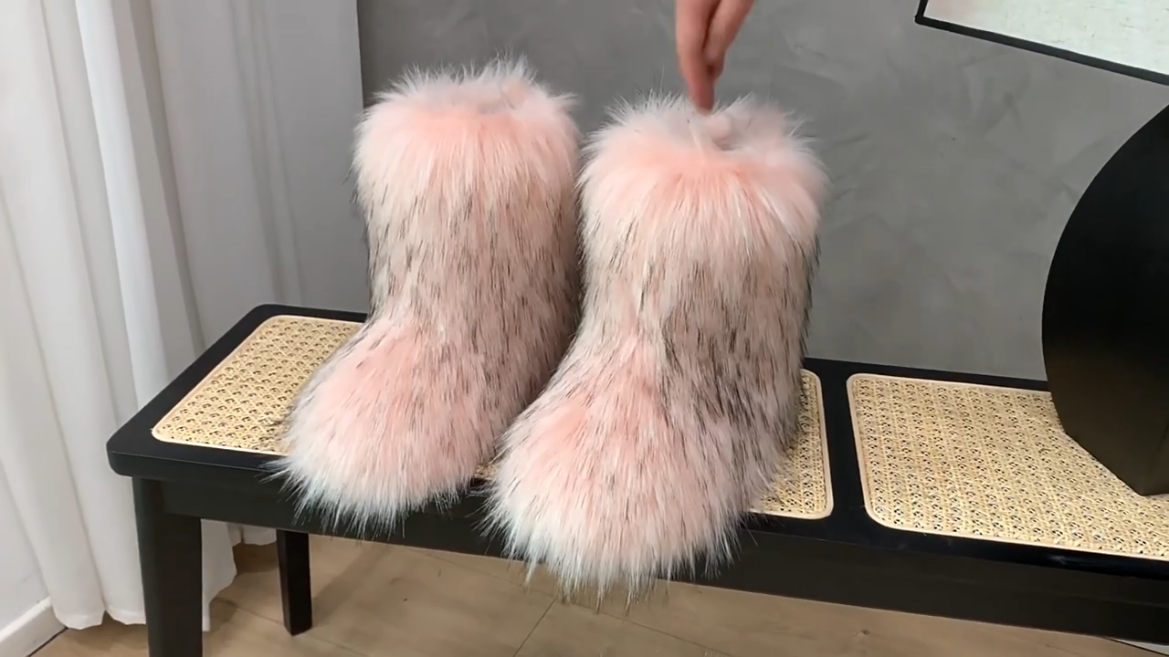 Furry long tube snow boots - WGLUVF