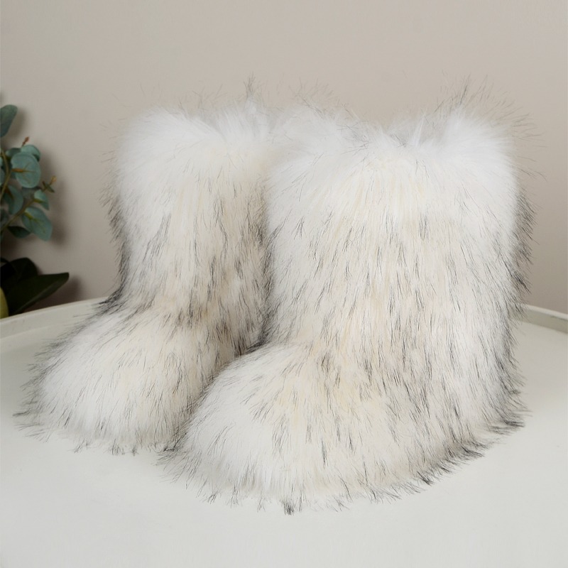 Furry long tube snow boots - WGLUVF