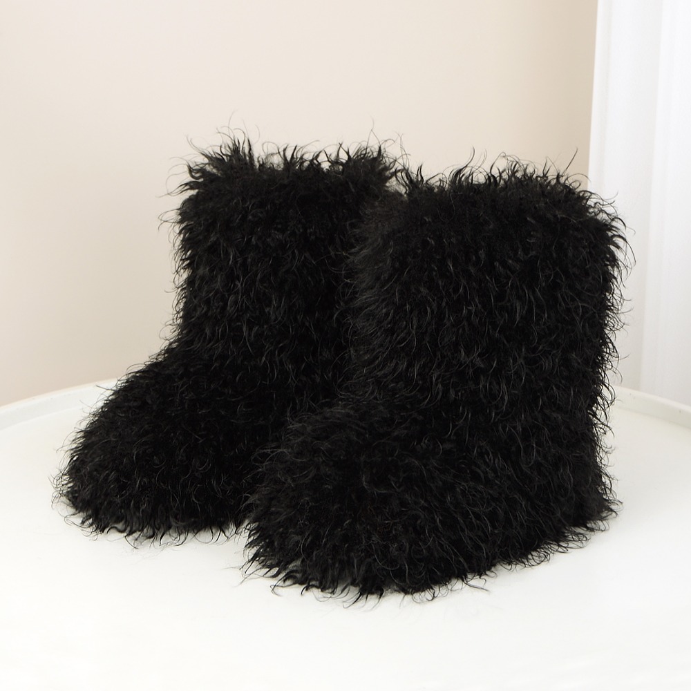 Furry long tube snow boots - WGLUVF
