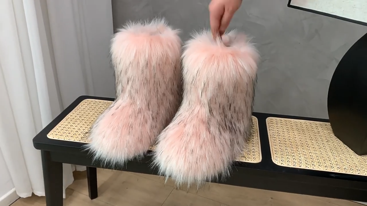 Furry long tube snow boots - WGLUVF