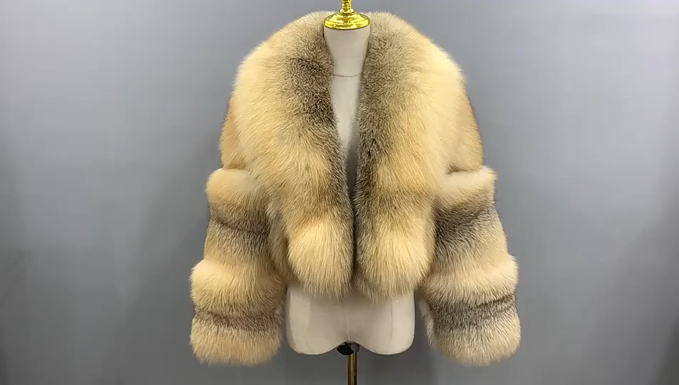 Full fur leather jacket women's coat - WGLUVF