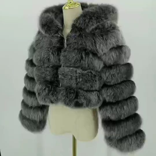 Women's fur real fox skin vest hood vest - WGLUVF