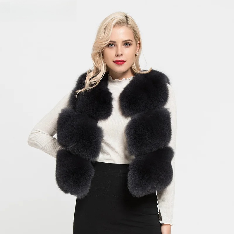Short Real Fashion Lady Natural Fox Fur WG-STVT58-45 - WGLUVF