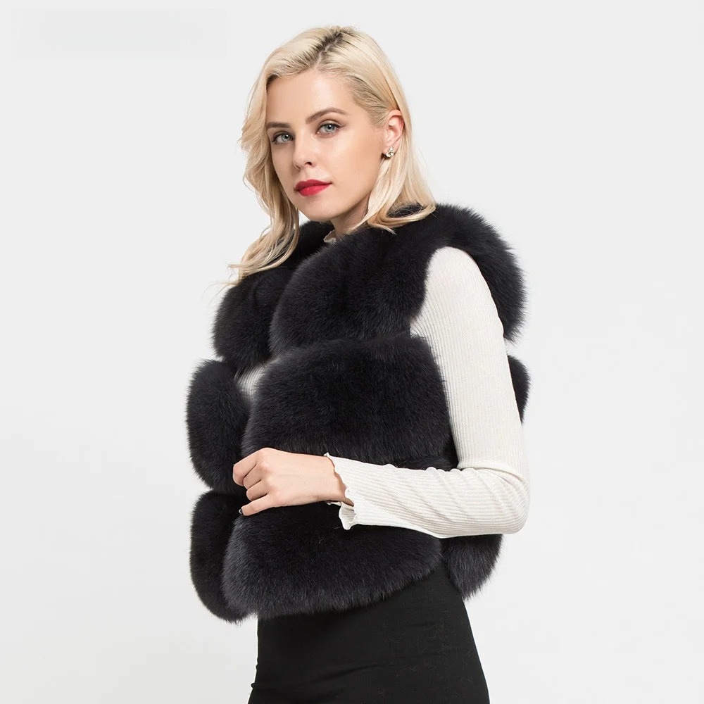 Short Real Fashion Lady Natural Fox Fur WG-STVT58-45 - WGLUVF