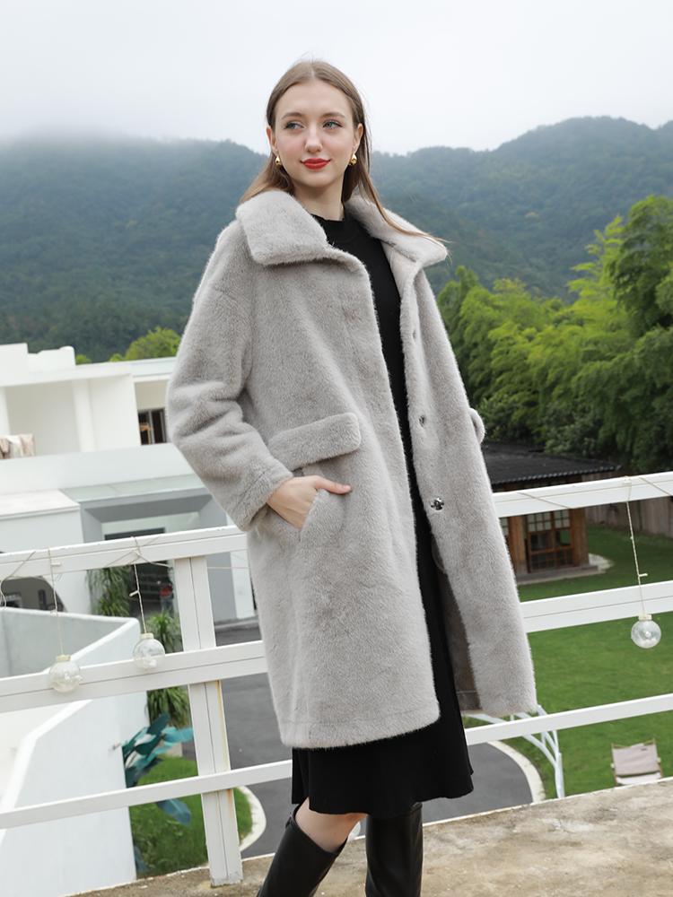Mink velvet synthetic fur women's coat - WGLUVF