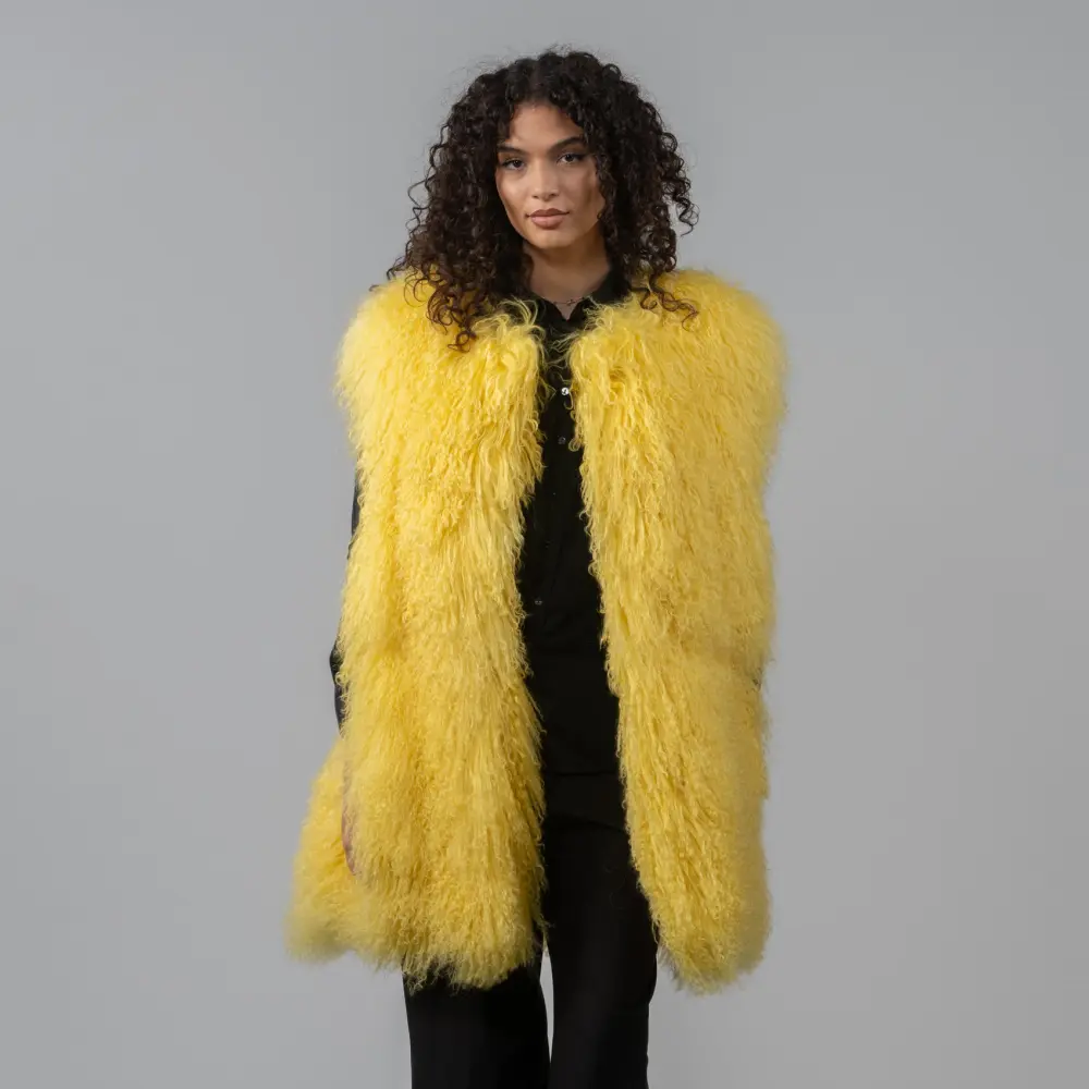 Mongolian sheep fur vest long - WGLUVF
