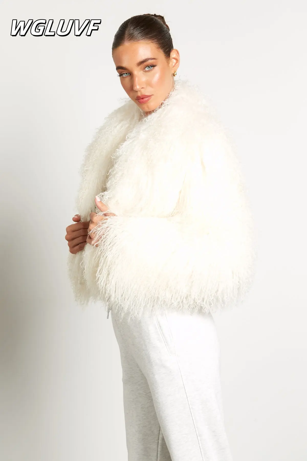 Mongolian sheepskin short jacket collar - WGLUVF