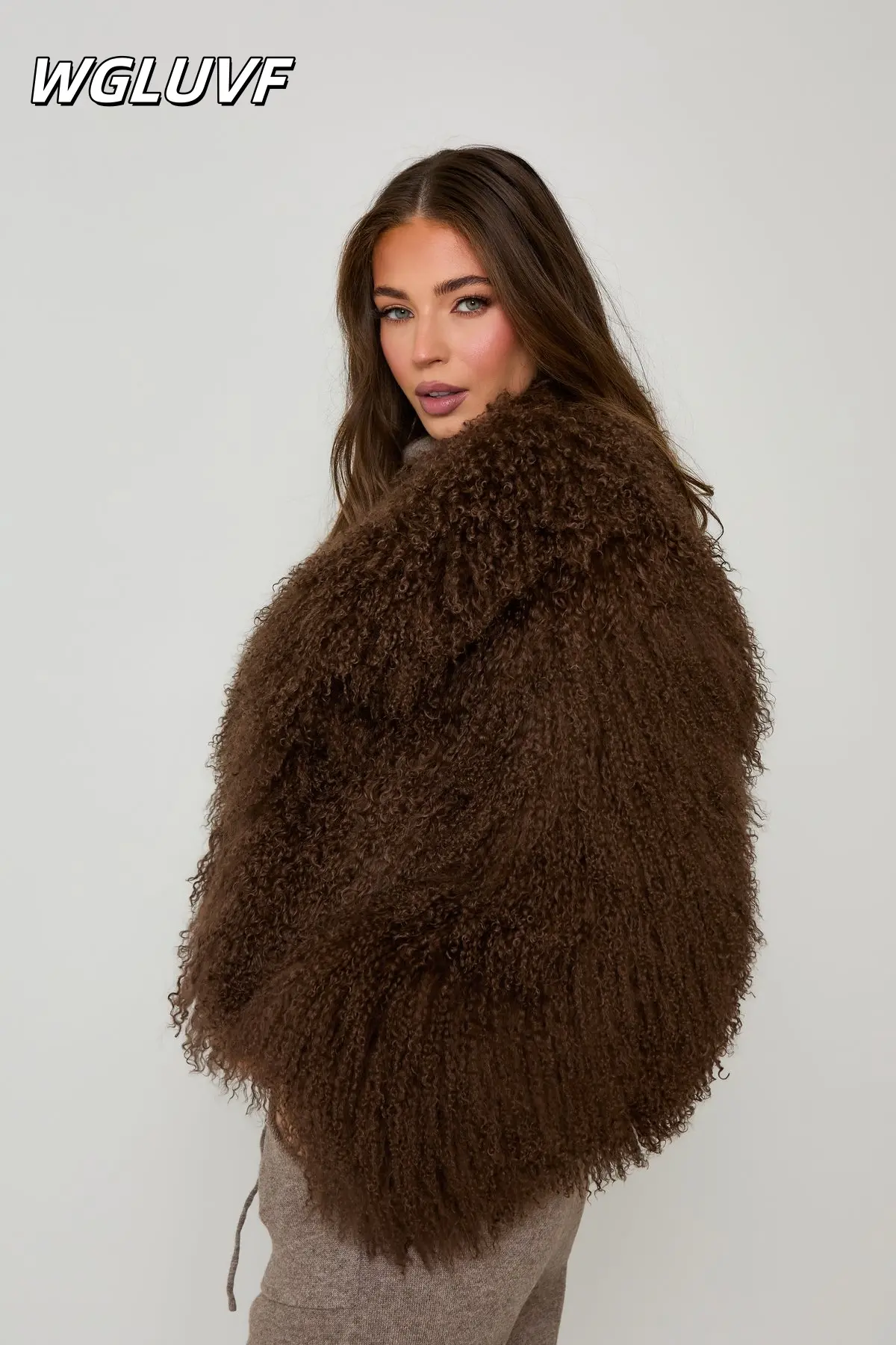 Mongolian sheepskin short jacket collar - WGLUVF