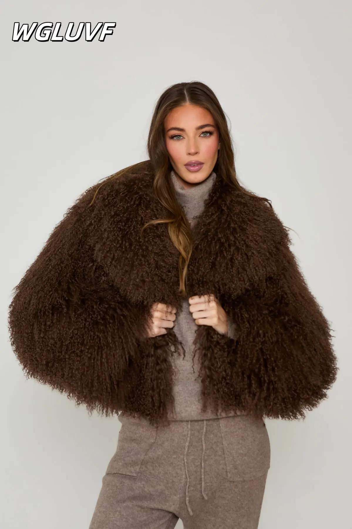 Mongolian sheepskin short jacket collar - WGLUVF