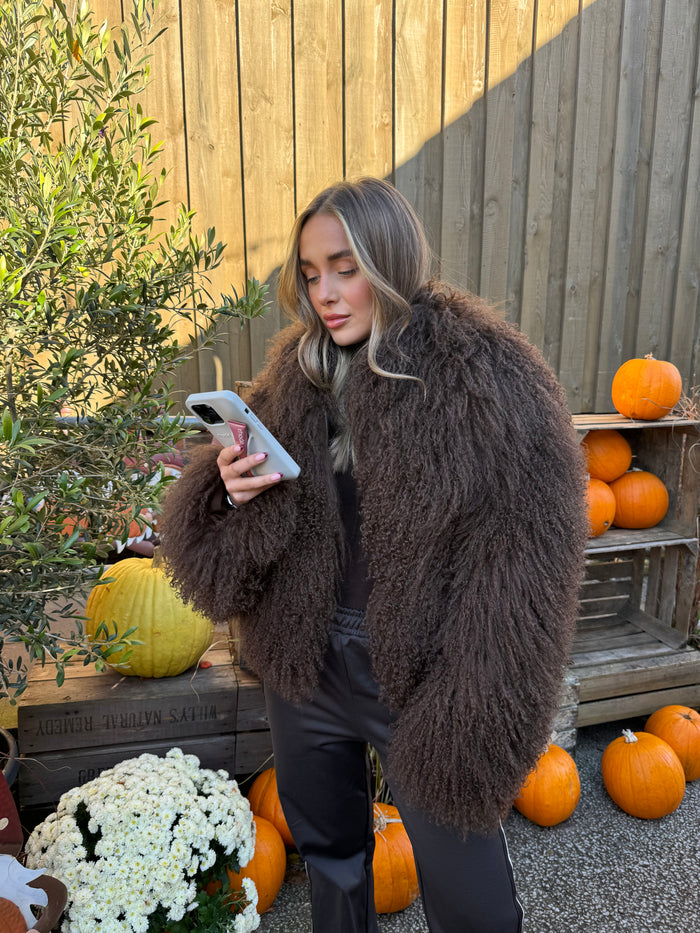 Mongolian curly sheepskin coat - WGLUVF