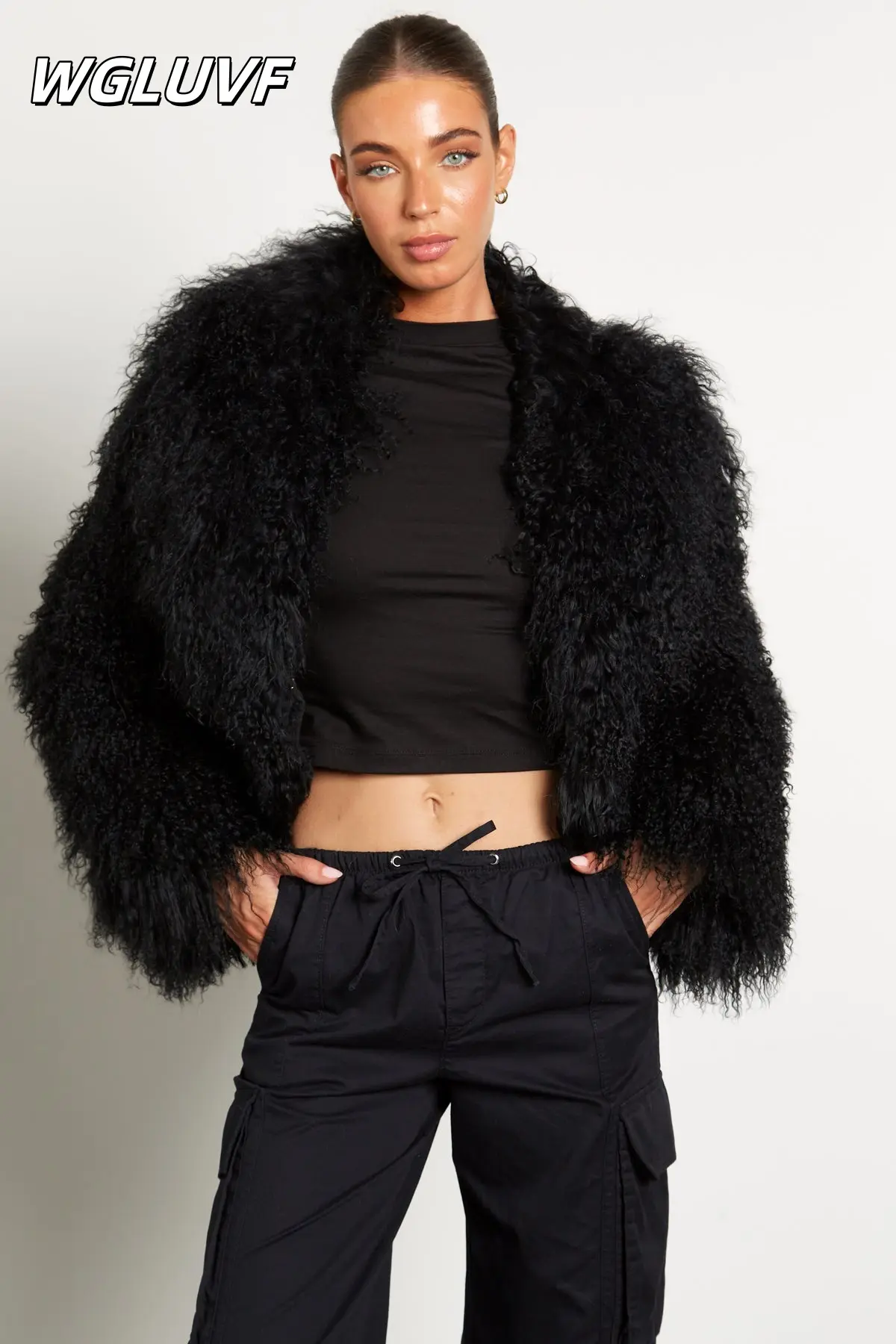 Mongolian sheepskin short jacket collar - WGLUVF