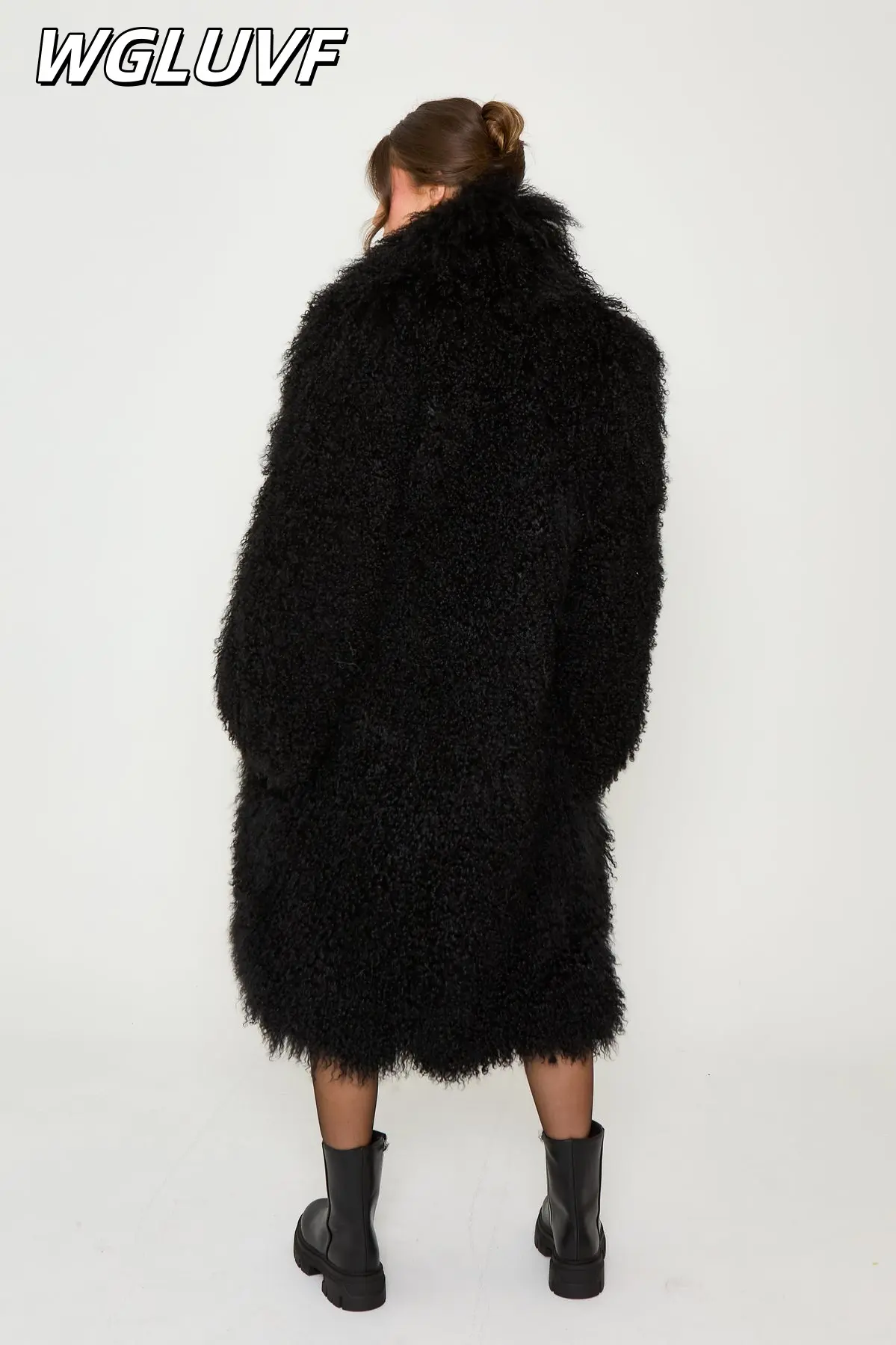 Mongolian sheep Fur Longline Coat 115cm - WGLUVF