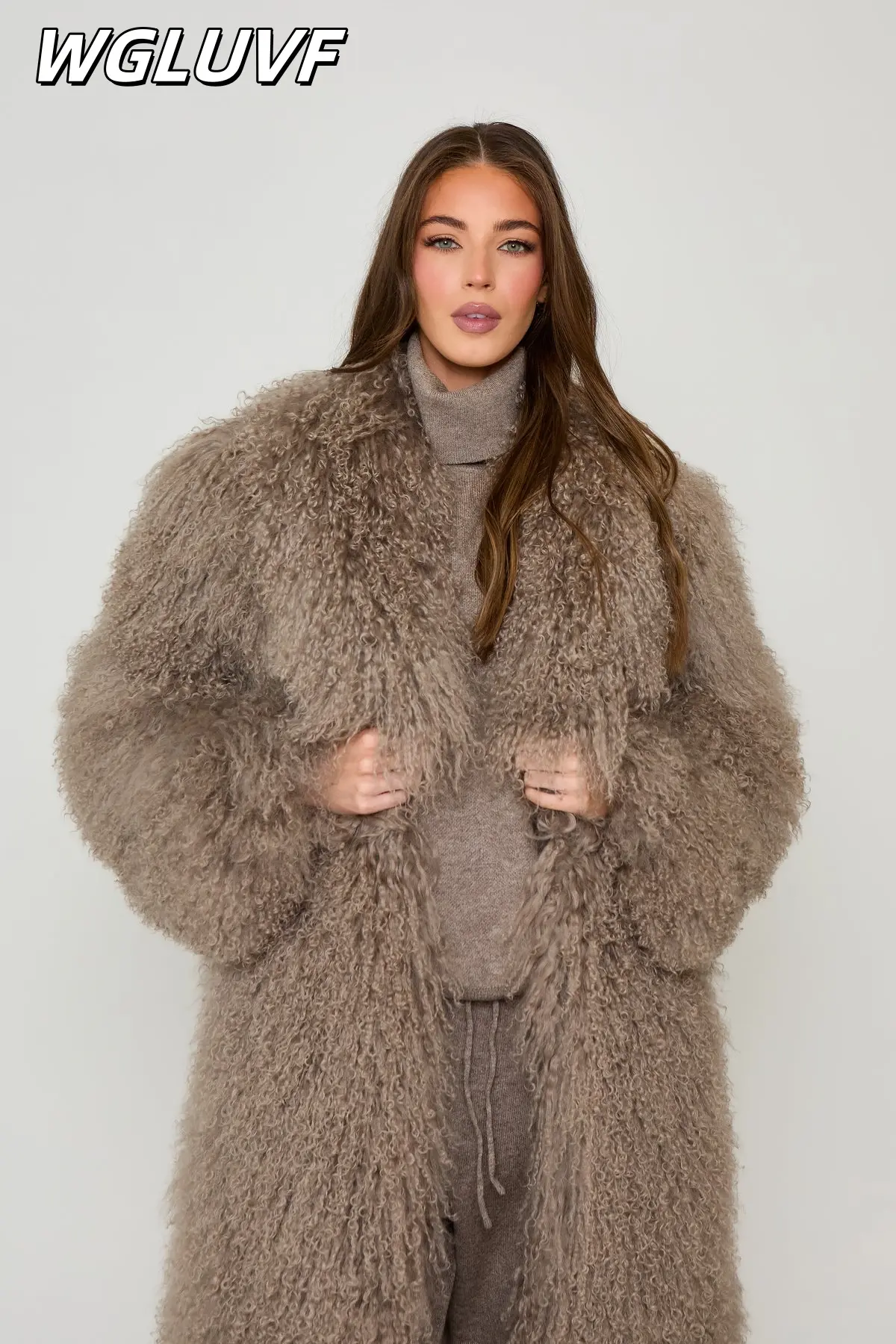 Luxury Long Mongolian Lamb Fur Jacket/coat sheep - WGLUVF