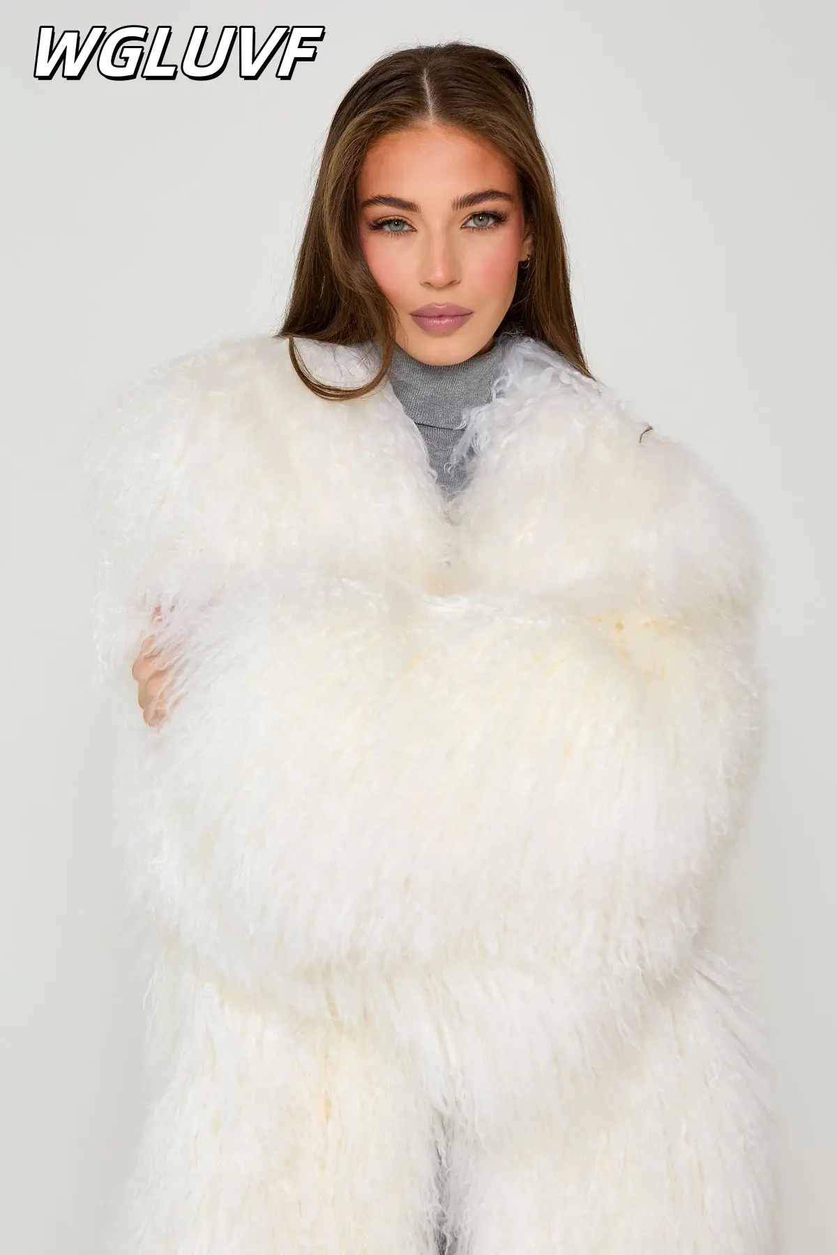 Women's Mongolian long sheepskin coat 115cm - WGLUVF