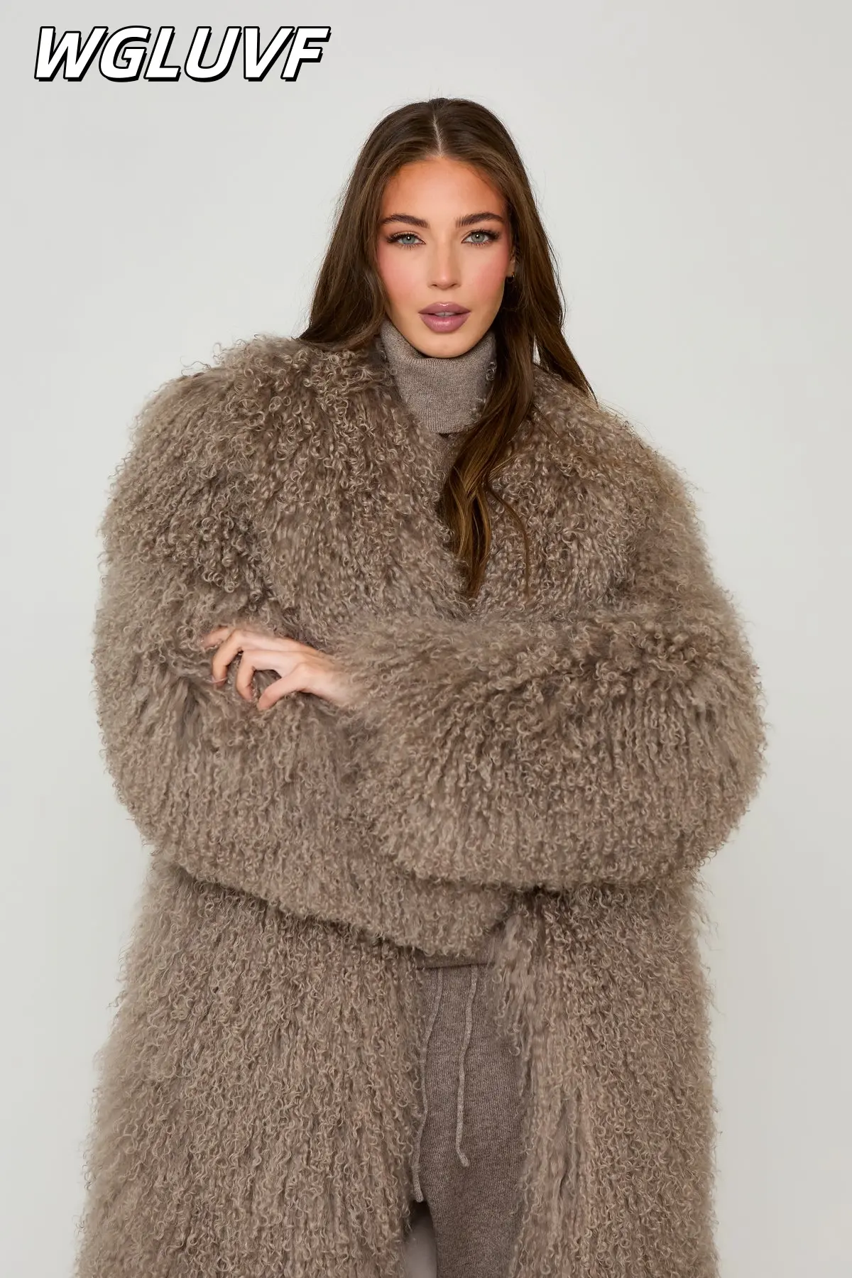 Luxury Long Mongolian Lamb Fur Jacket/coat sheep - WGLUVF