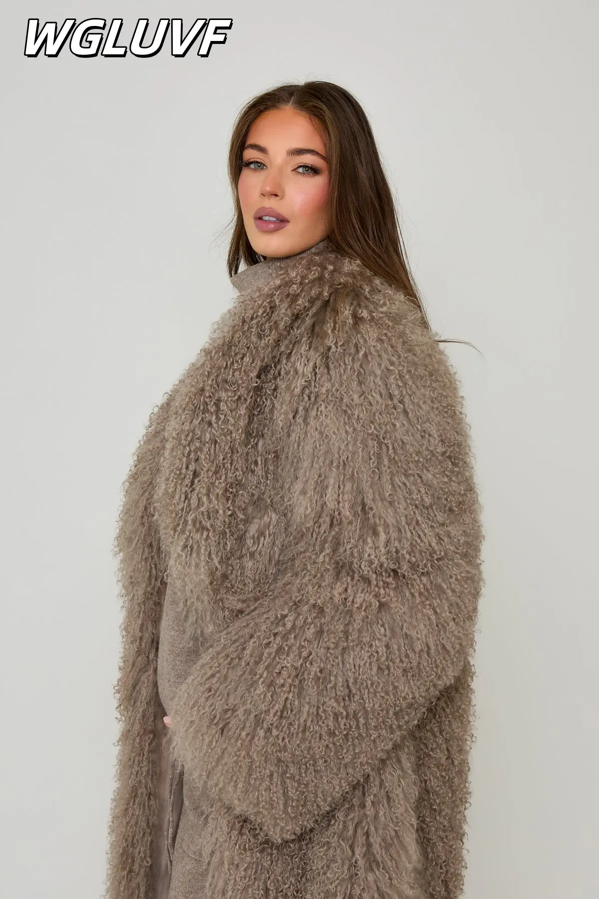 Luxury Long Mongolian Lamb Fur Jacket/coat sheep - WGLUVF