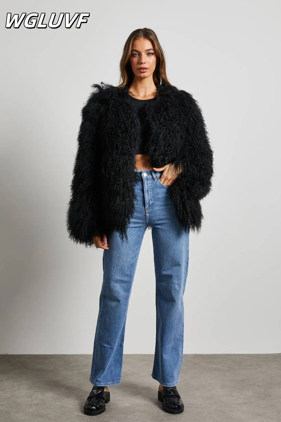 Mongolian curly sheep wool coat - WGLUVF