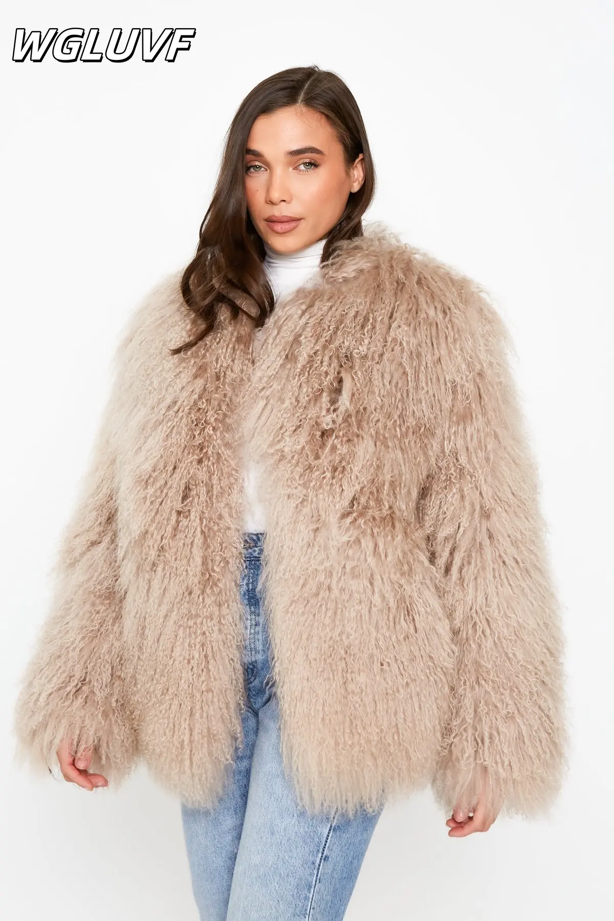 Curled sheepskin 100% genuine sheepskin jacket - WGLUVF