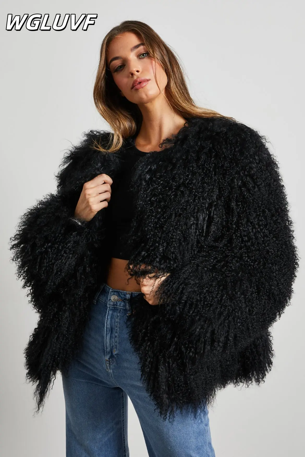 Mongolian curly sheep wool coat - WGLUVF