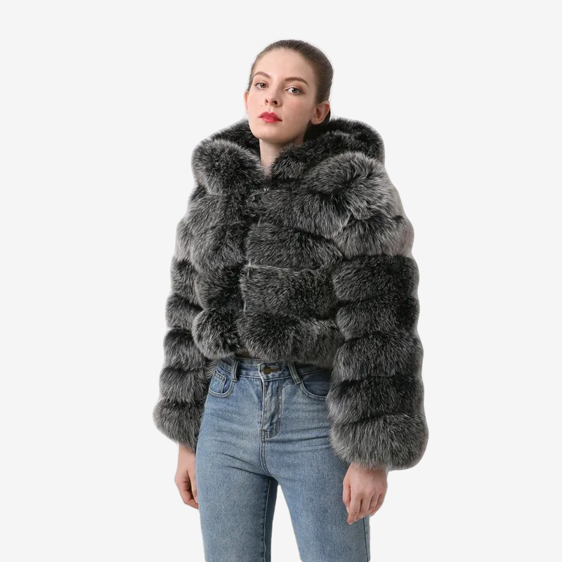 Real fox skin jacket women's winter short jacket (customizable) - WGLUVF