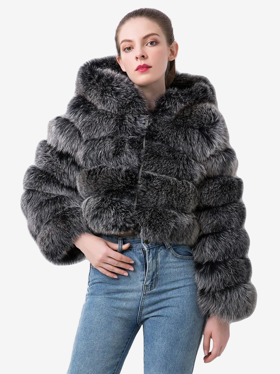 Real fox skin jacket women's winter short jacket (customizable) - WGLUVF