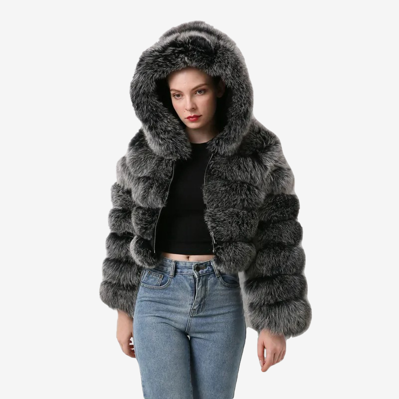 Real fox skin jacket women's winter short jacket (customizable) - WGLUVF