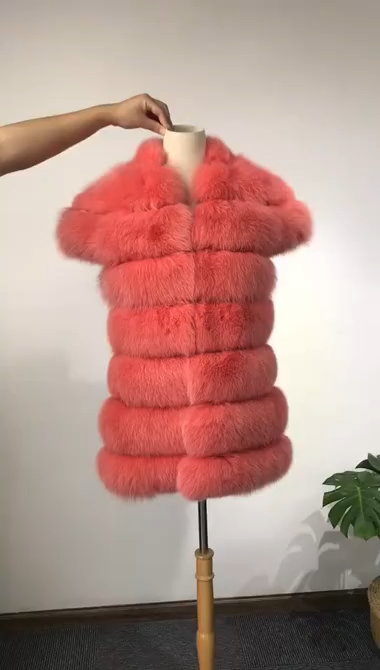 Fox skin vest short sleeved 100% real fur - WGLUVF