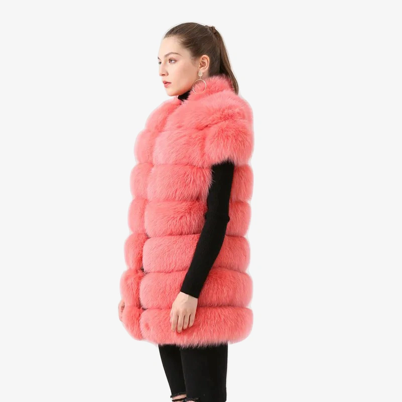 Fox skin vest short sleeved 100% real fur - WGLUVF