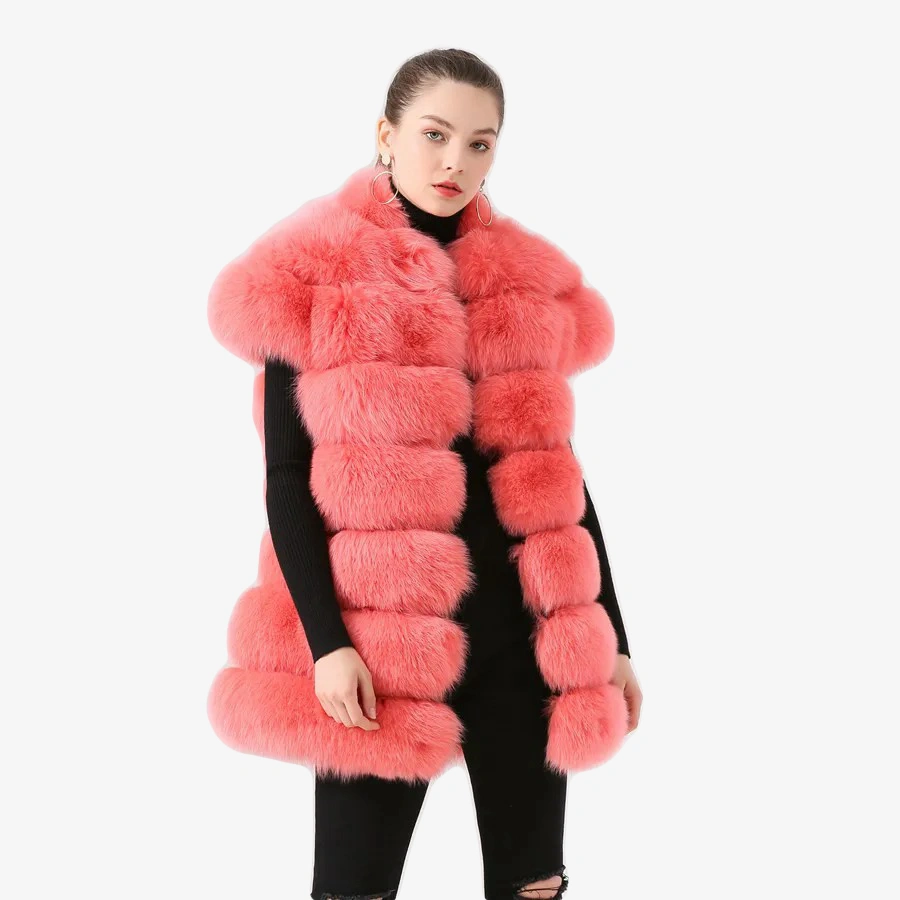 Fox skin vest short sleeved 100% real fur - WGLUVF