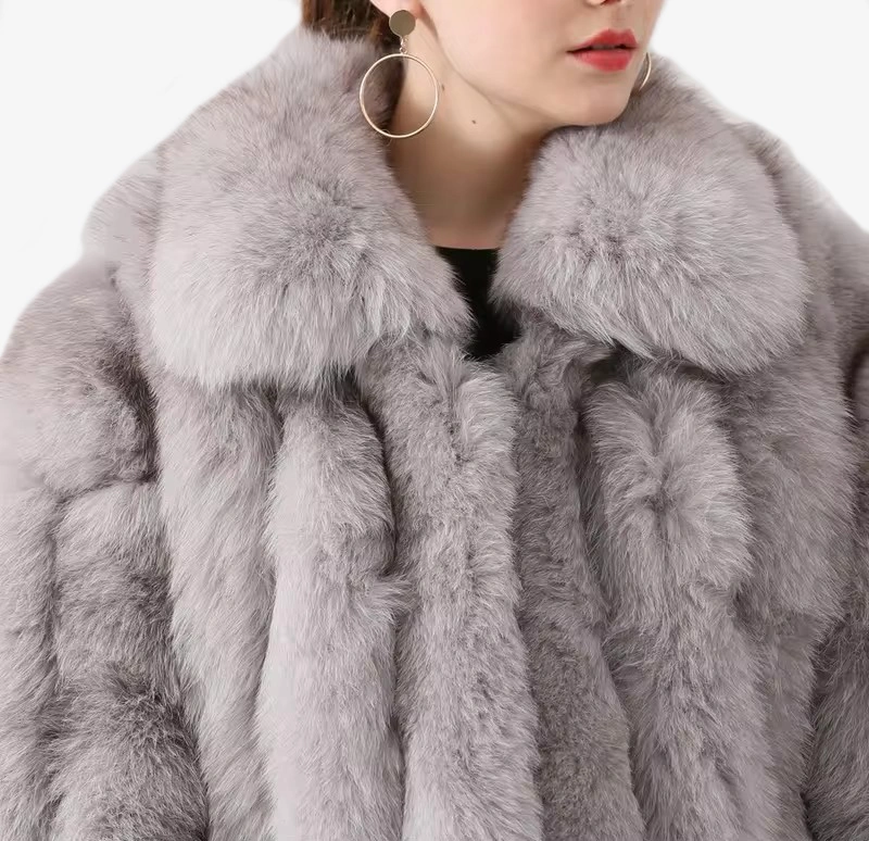 Real fox fur coat natural fox fur coat with collar thick fur women winter - WGLUVF