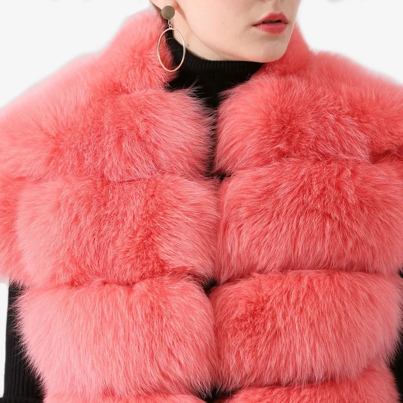 Fox skin vest short sleeved 100% real fur - WGLUVF