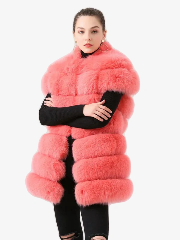 Fox skin vest short sleeved 100% real fur - WGLUVF