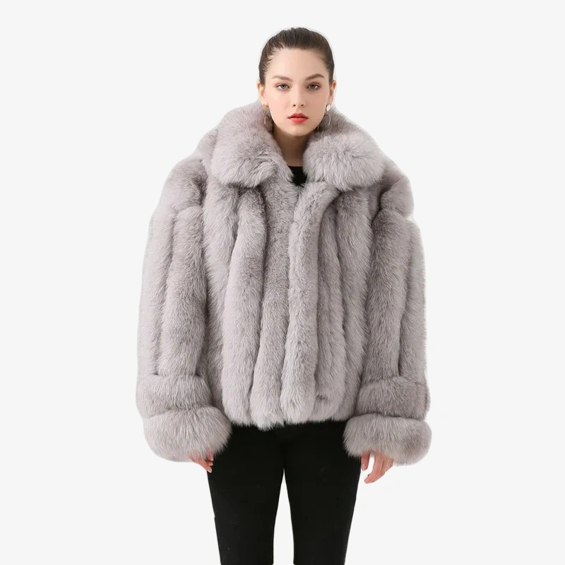 Real fox fur coat natural fox fur coat with collar thick fur women winter - WGLUVF