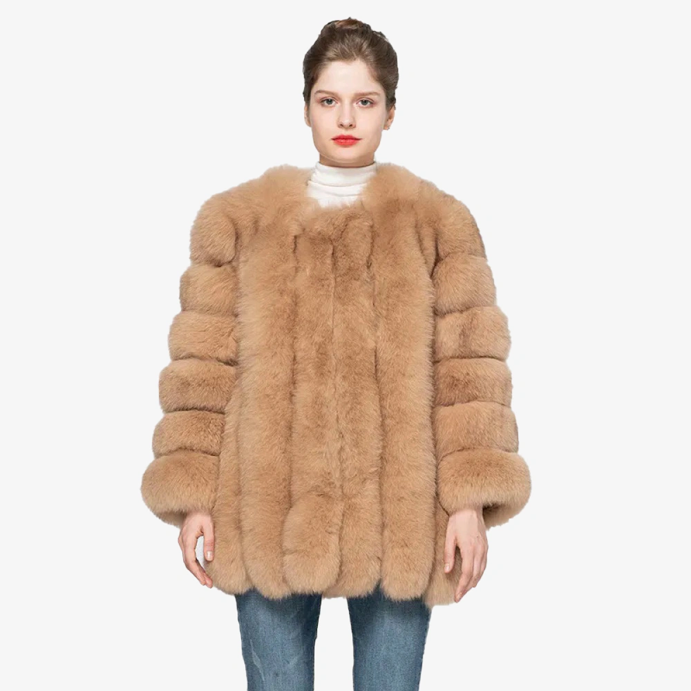 Natural Fox Fur Coat Thick Fluffy Genuine Fur Long Jacket Winter Women Fashion Outerwear - WGLUVF