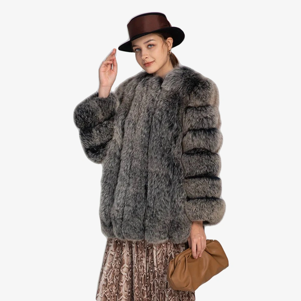 Natural Fox Fur Coat Thick Fluffy Genuine Fur Long Jacket Winter Women Fashion Outerwear - WGLUVF