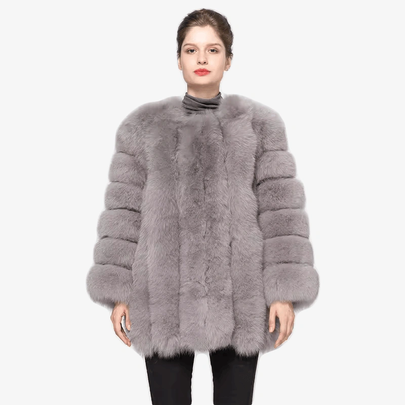 Natural Fox Fur Coat Thick Fluffy Genuine Fur Long Jacket Winter Women Fashion Outerwear - WGLUVF
