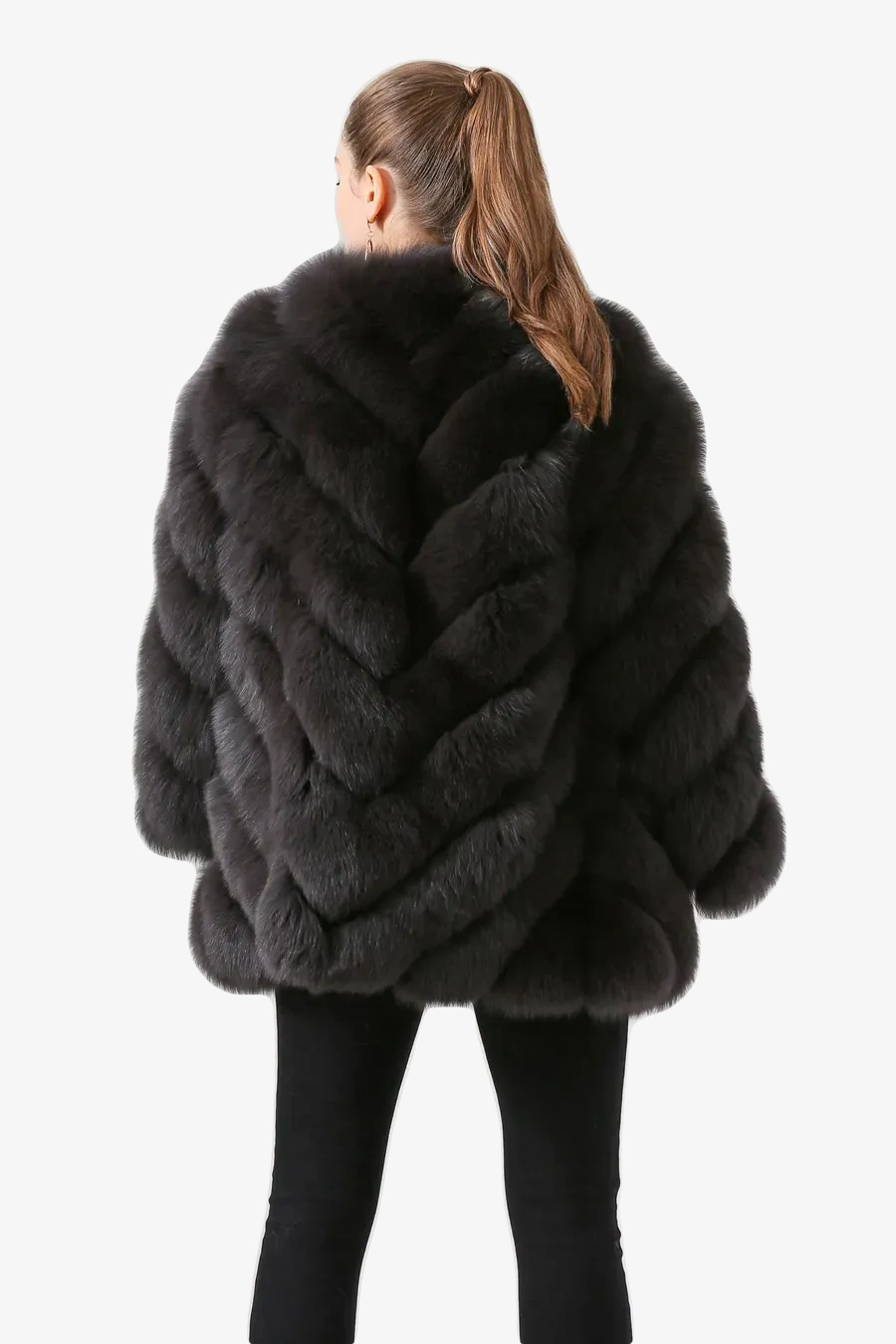 Real fox fur coat long sleeved women's diagonal pattern - WGLUVF