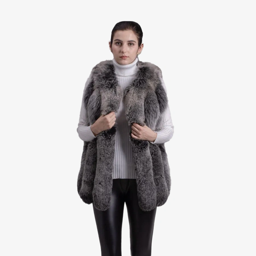 High quality women winter real fox fur vest gilet genuine fox fur coat - WGLUVF