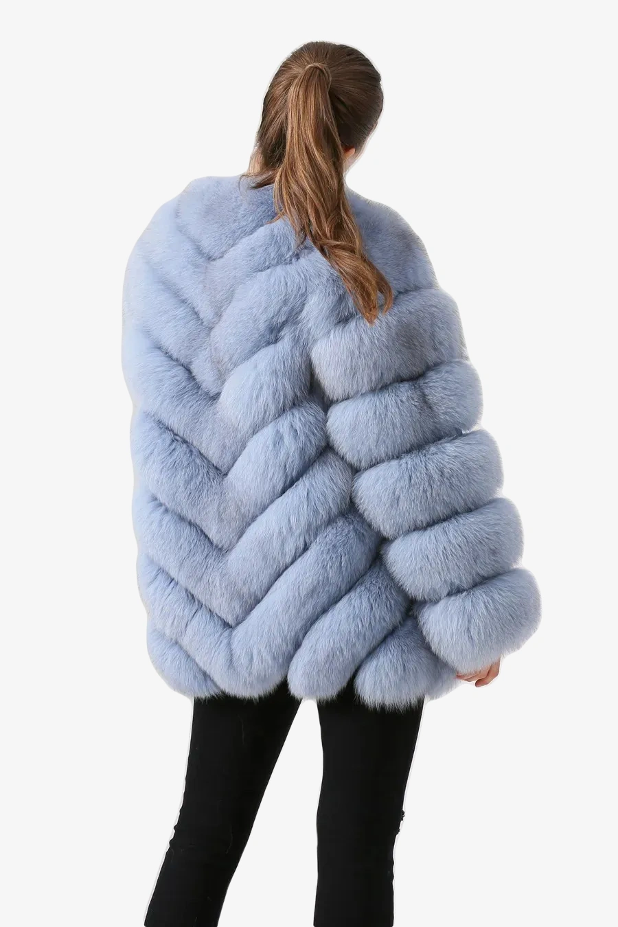 Real fox fur coat long sleeved women's diagonal pattern - WGLUVF