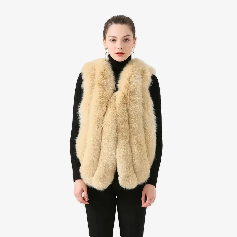Natural fox skin vest, fashionable fur vest - WGLUVF