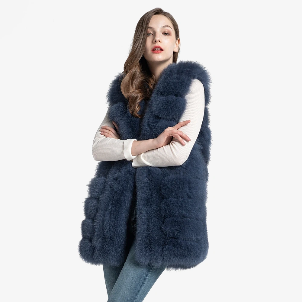 Vertical bread chunks, natural fox fur vest WG-V75/S-H - WGLUVF